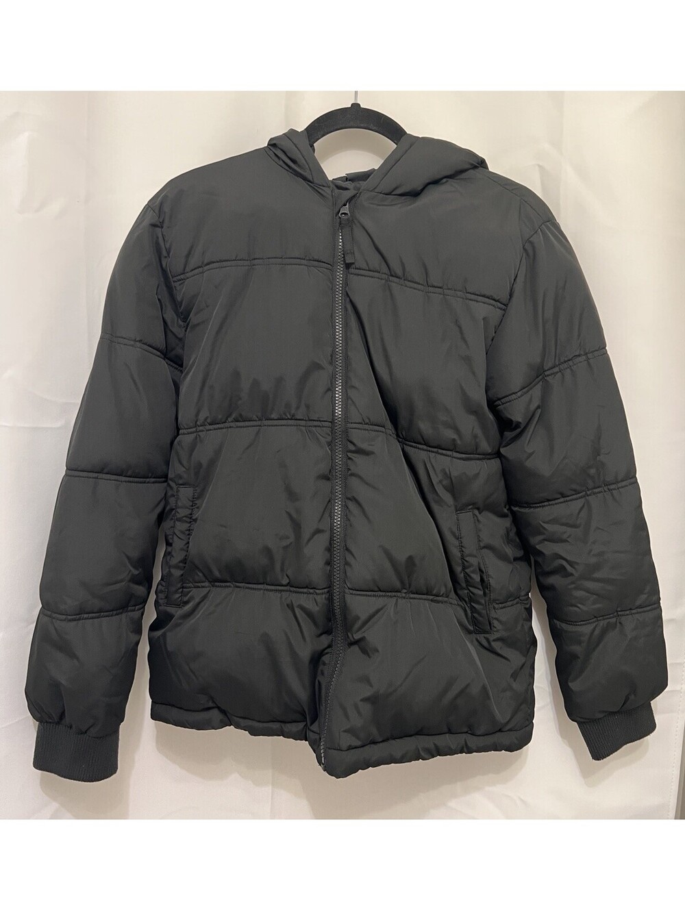 LCKR Boys XL Black Hooded Puffer Jacket Full-Zip Insulated Winter Coat
